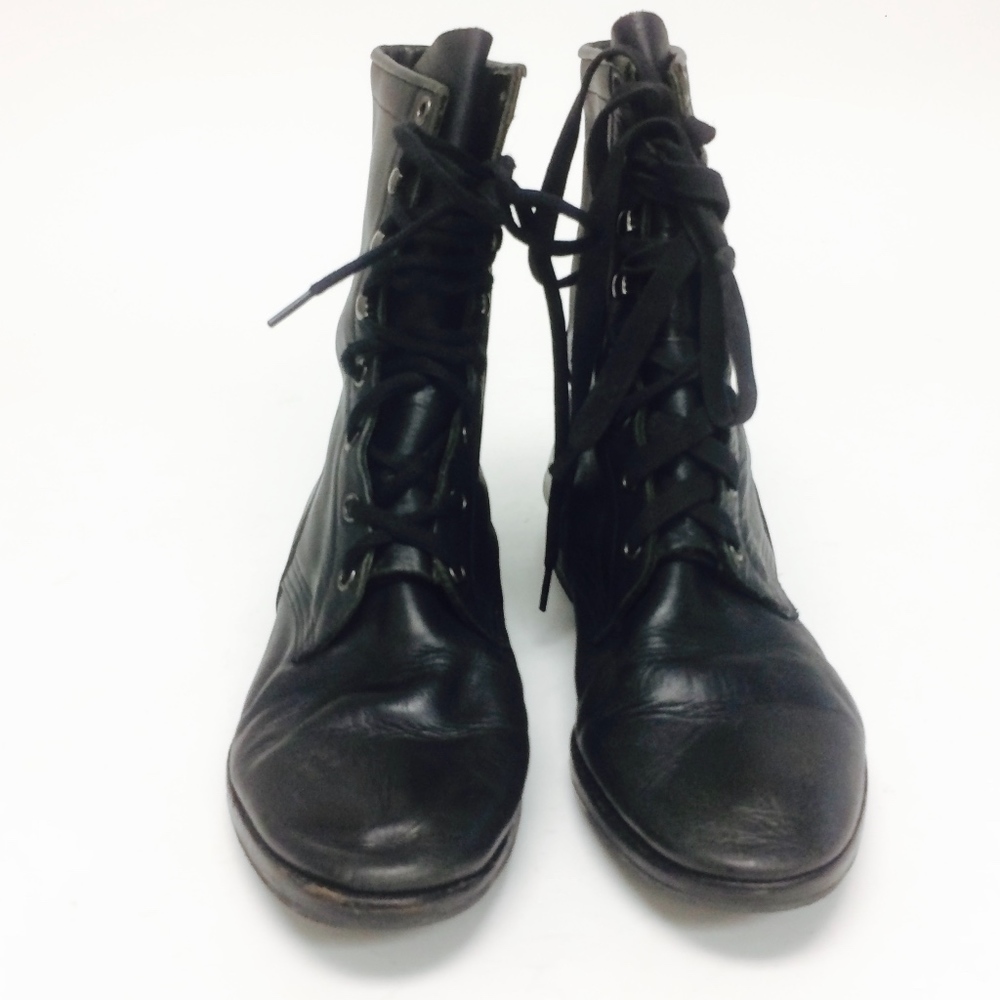 Jeffrey Campbell Acme Black Leather Combat Boots